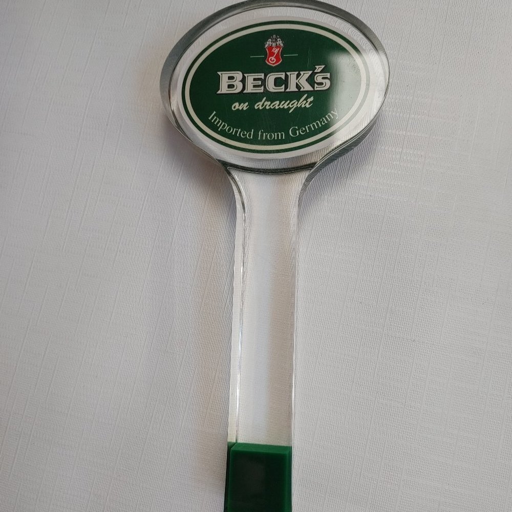 ATTRACTIVE Beck's on draught tap handle Acrylic Imported from Germany 9"…